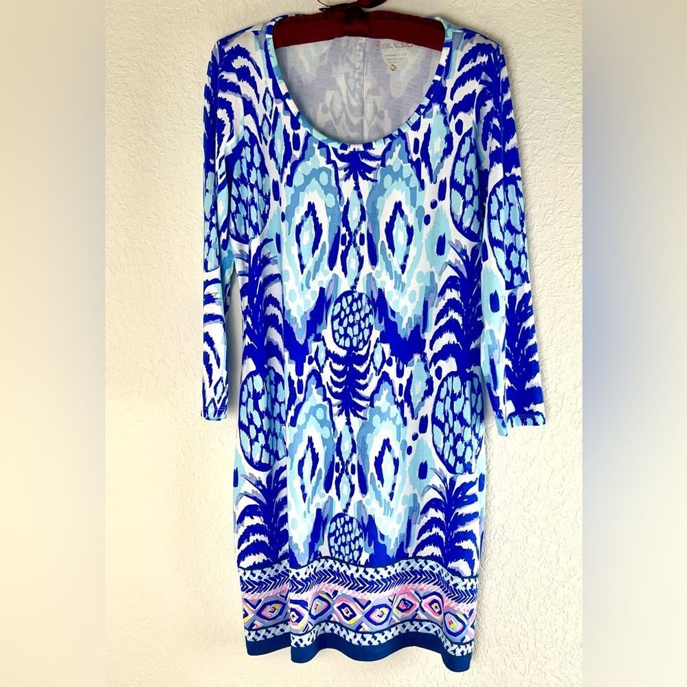 Lilly Pulitzer Beacon Tropical Call Me Serene Blue Pima Cotton Dress - Picture 3 of 8